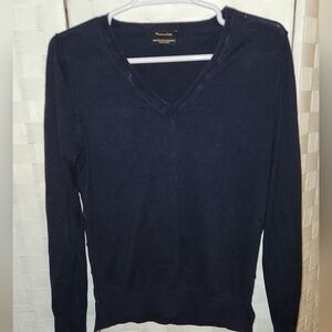 Massimo Dutti Womens Sz M SILK CASHMERE BLEND Navy Sweater